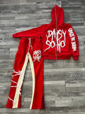 Zhrclub / Winter 2024 New Popular Logo Street Letter Print Hoodie Y2K Hip-Hop Water Brick Full Zip Hoodie