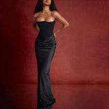 Zhrclub And Winter New Women's Fashion With Chest Sexy Back Slim Evening Dress Satin Dress Woman